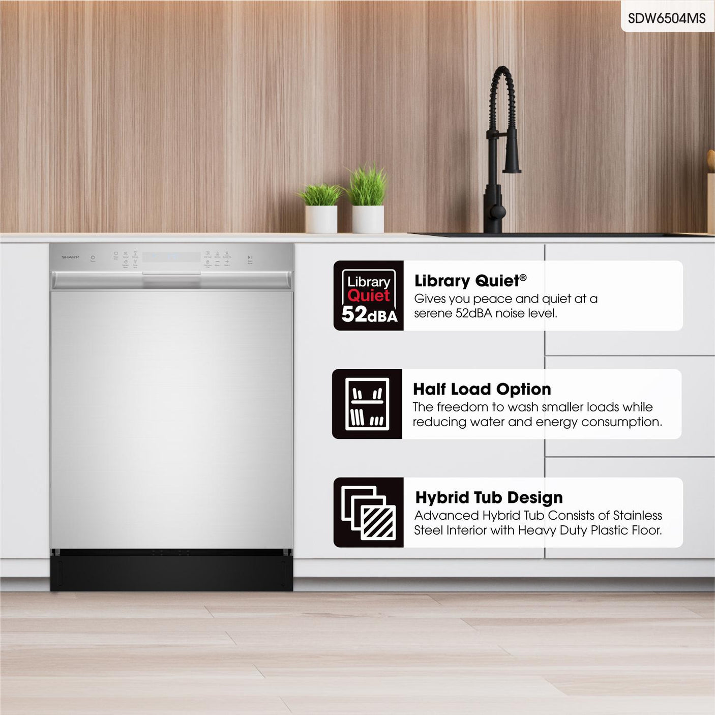 Sharp 24 in. Stainless Steel Hybrid 52dB Dishwasher