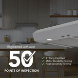 Mantra 36-Inch 350 MAX Blower CFM 1.5 Sones Stainless Steel Range Hood