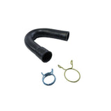 8' Black washer drain hose with molded and straight plastic fittings, U-shape rubber nozzle, and spring clamp - 1 pack