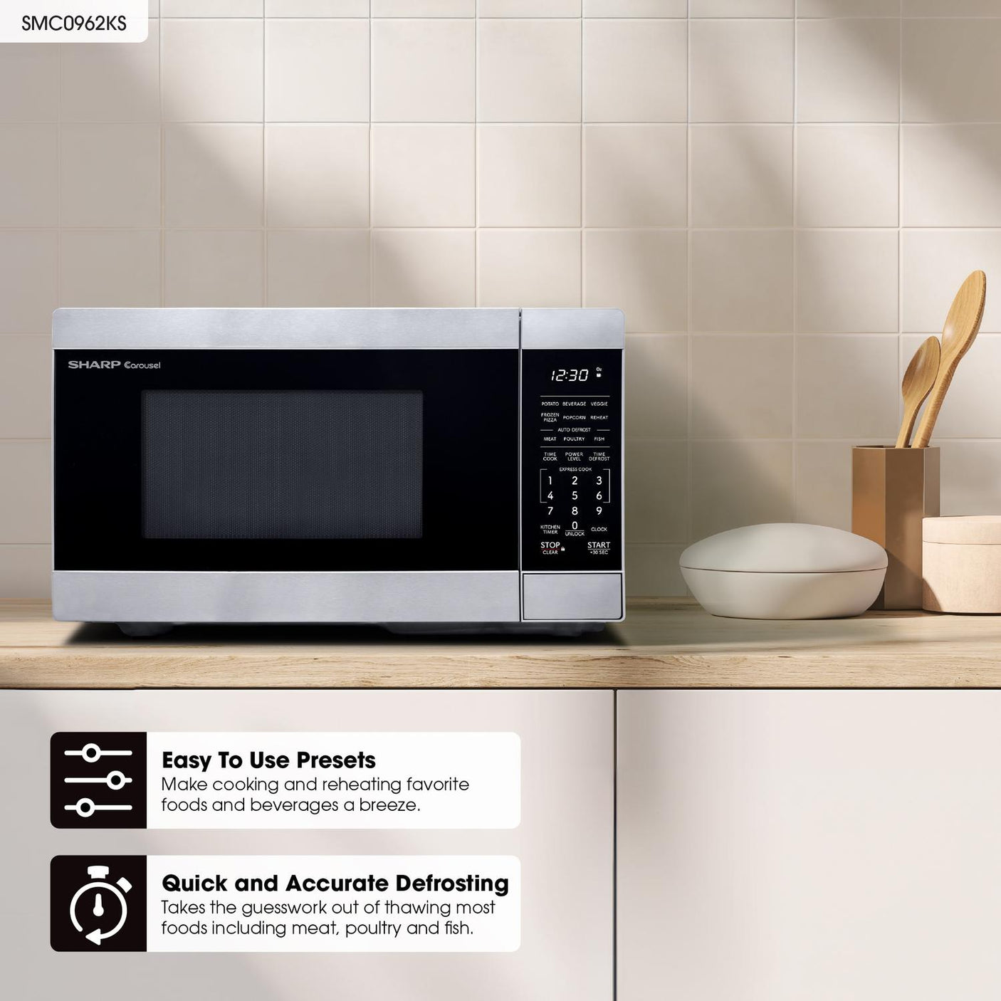 Sharp 0.9 cu. ft. 900W Stainless Steel Countertop Microwave Oven