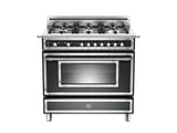 36 inch All Gas Range, 6 Brass Burner Matt Black