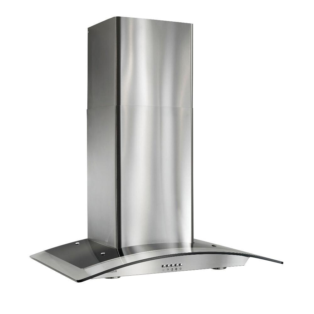 Broan® 36-Inch Arched Glass Wall Mount Chimney Range Hood w/ Light, Stainless Steel