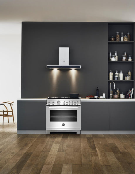 36 inch All Gas Range, 6 Brass Burners Bianco