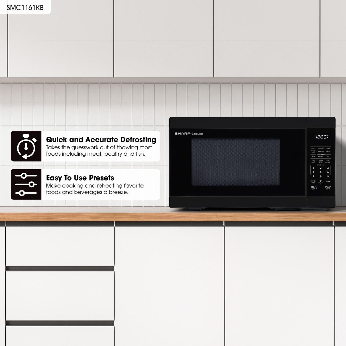 Sharp 1.1 cu. ft. 1000W Black Countertop Microwave Oven