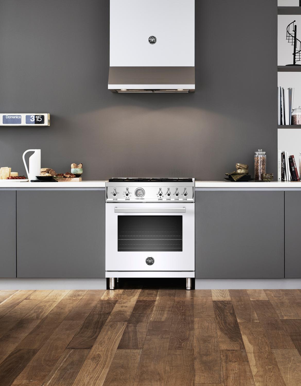 30 inch All Gas Range, 4 Brass Burner Bianco