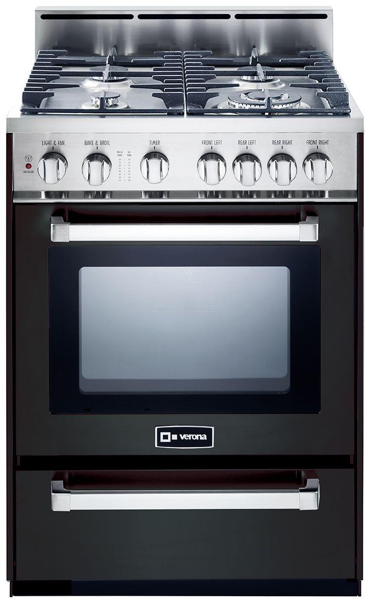 24" Gas Range - Matte Black