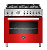36 inch All Gas Range, 6 Brass Burners Rosso