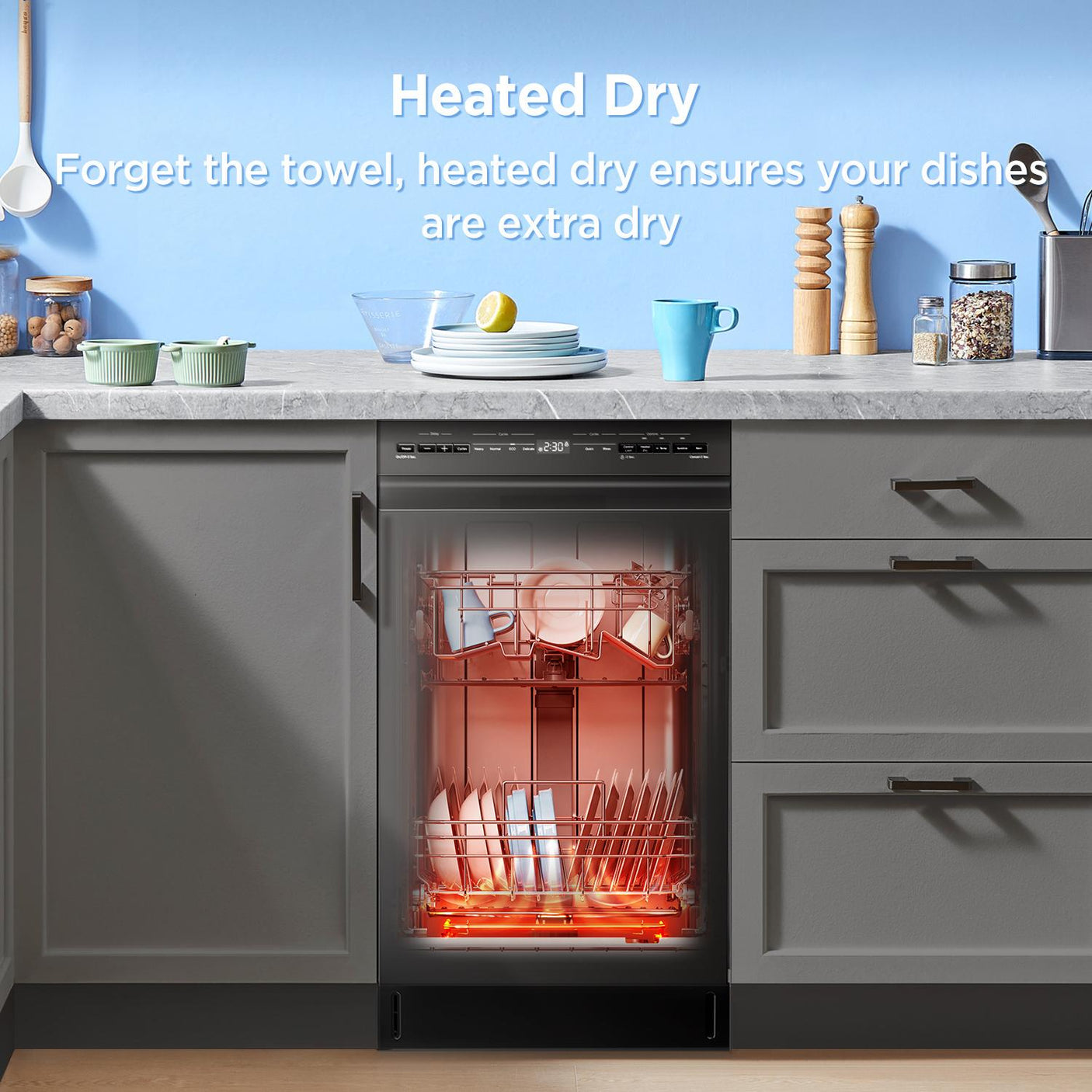 Midea 18" Front Control Dishwasher with Heated Dry