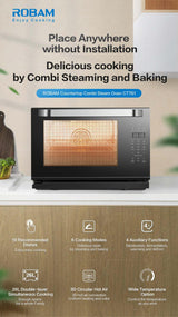 ROBAM ROBAM Portable Steam Oven 6-Slice Black Convection Toaster Oven with Rotisserie (1550-Watt)