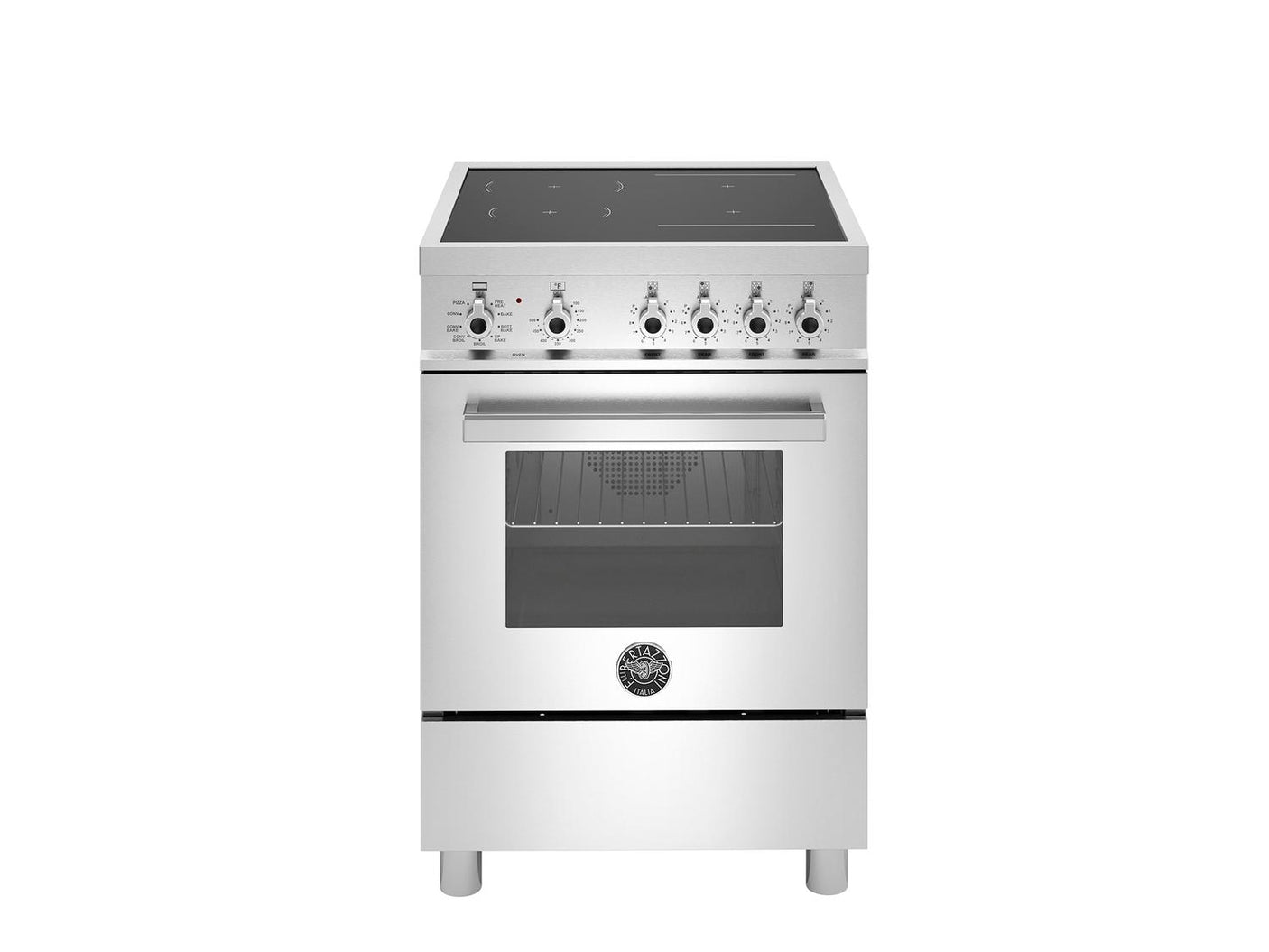 24 inch Induction Range, 4 Heating Zones, Electric Oven Stainless Steel
