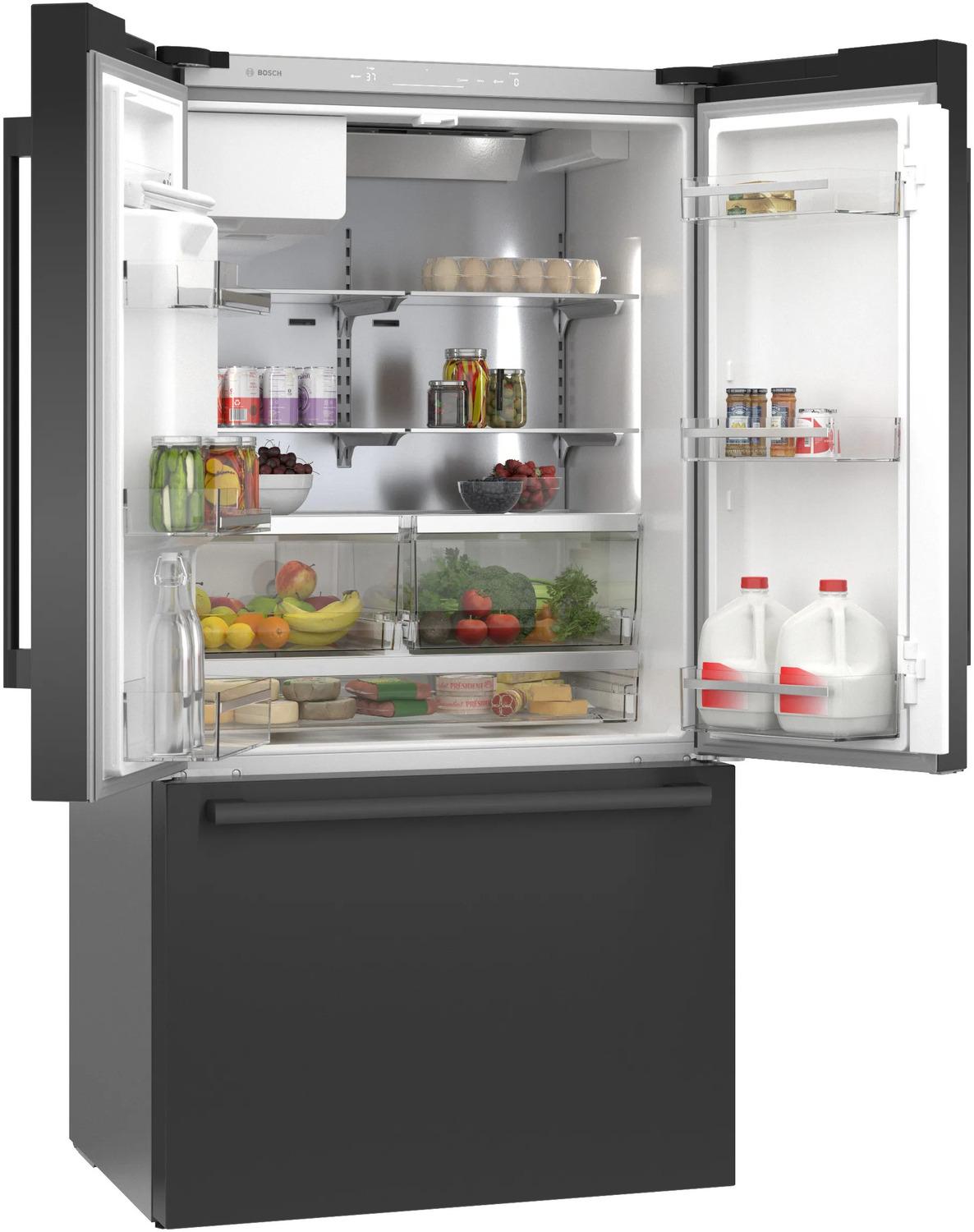 500 Series French Door Bottom Mount Refrigerator 36" Black Stainless Steel, Total No Frost