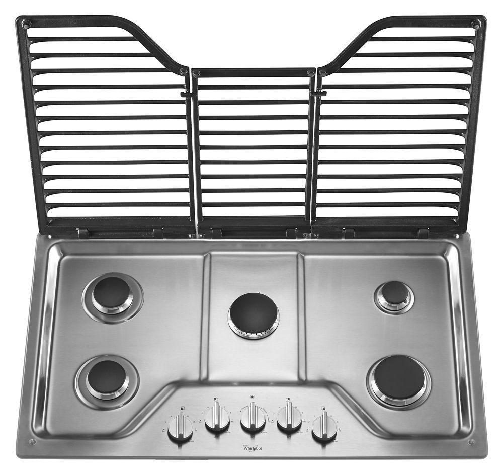 36 inch 5 Burner Gas Cooktop with EZ-2-Lift Hinged Cast-Iron Grates