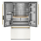 30 Cu. Ft. 36-Inch French Door Refrigerator with Exterior Water and Ice Dispenser and Wood-Look Sliding Tray in Porcelain White