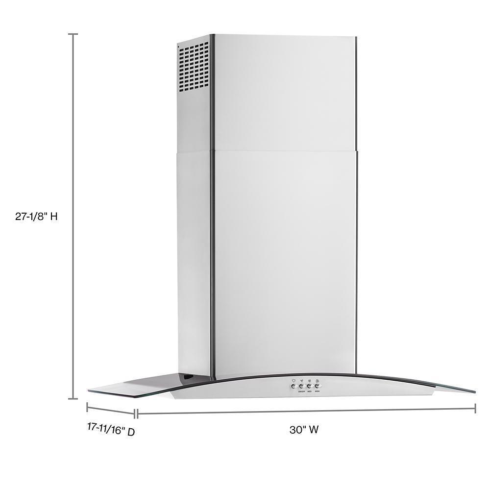 30" Curved Glass Wall Mount Range Hood