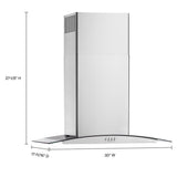 30" Curved Glass Wall Mount Range Hood