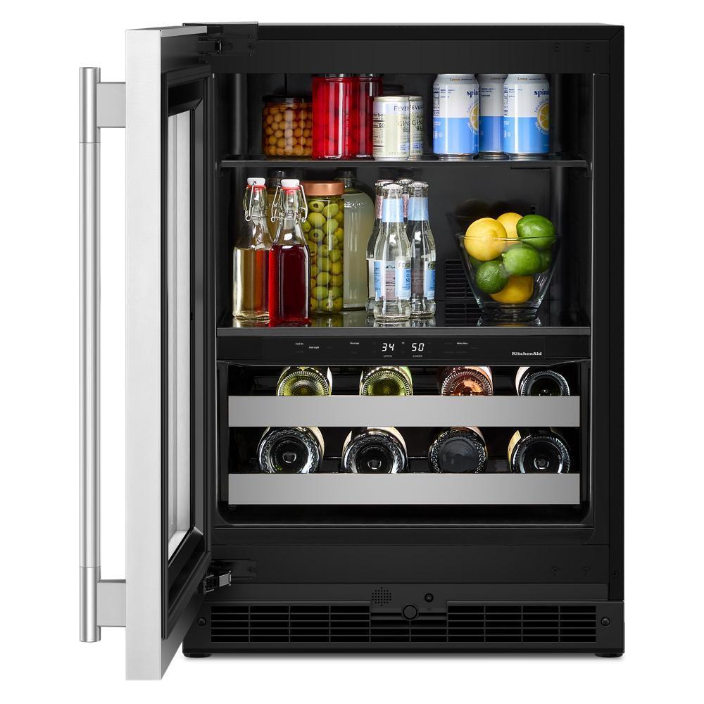 24" Beverage Center with Glass Door and Metal-Front Racks