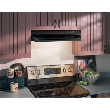 Broan® 30-Inch Ducted Under-Cabinet Range Hood, 210 MAX Blower CFM, Black