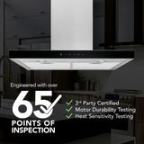 Broan® 30-Inch Convertible Wall-Mount T-Style Chimney Range Hood, 450 Max CFM, Stainless Steel w/Black Glass