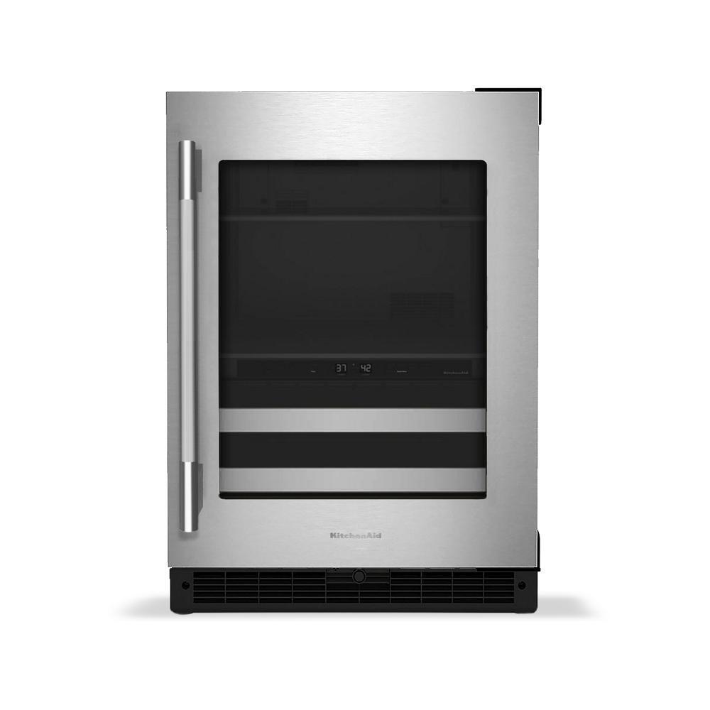 24" Beverage Center with Glass Door and Metal-Front Racks