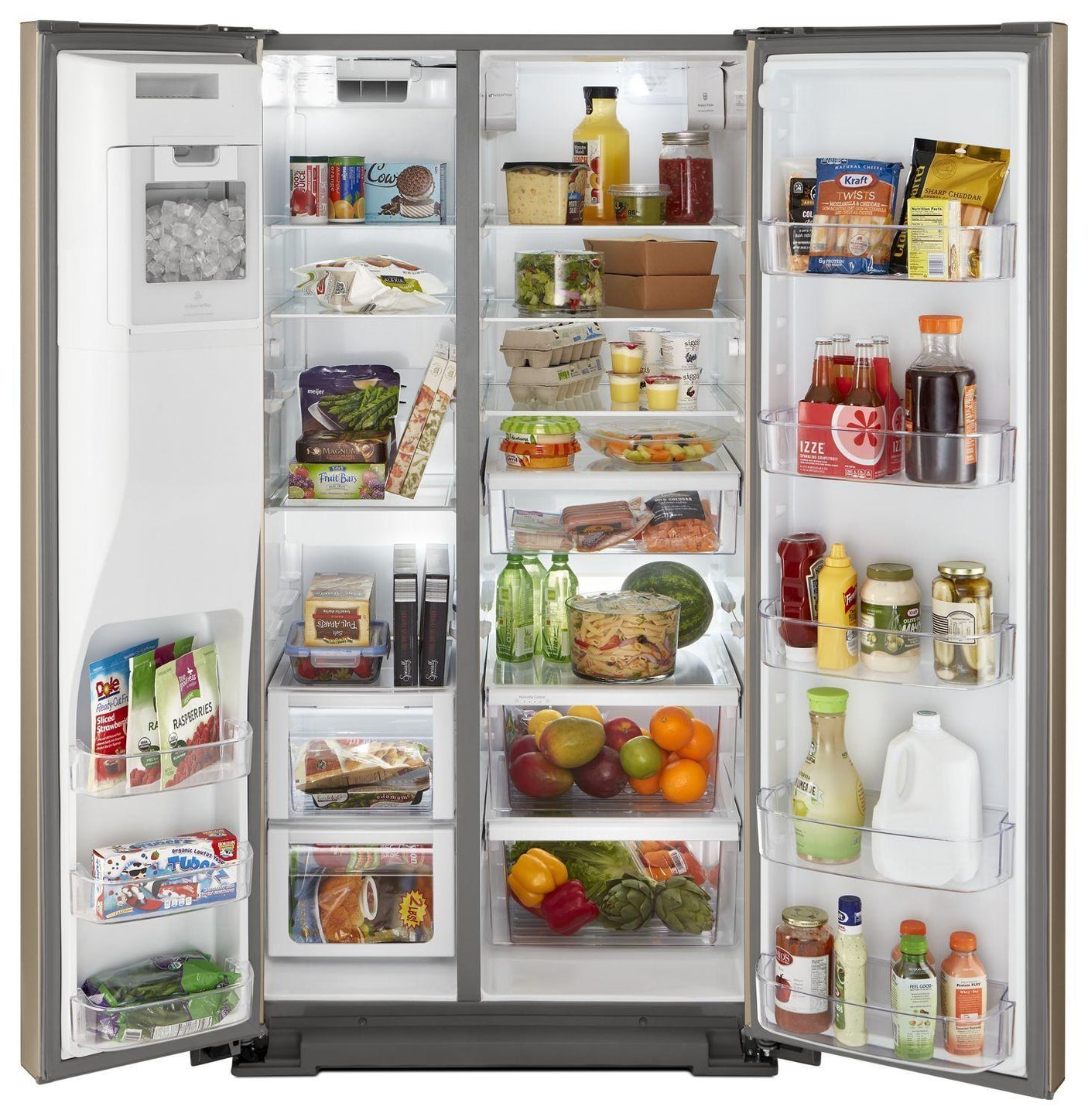 36-inch Wide Contemporary Handle Side-by-Side Refrigerator - 28 cu. ft. Fingerprint Resistant Sunset Bronze