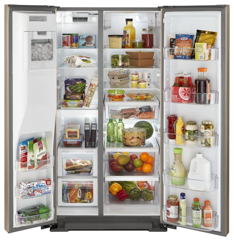 36-inch Wide Contemporary Handle Side-by-Side Refrigerator - 28 cu. ft. Fingerprint Resistant Sunset Bronze