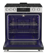 30 in. 5 Burner 6.1 cu. ft. Slide-in Gas Range with True European Convection
