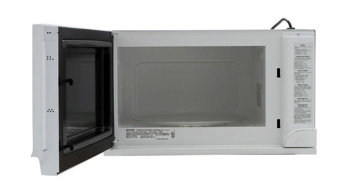 1.5 cu. ft. 1100W White Sharp Over-the-Counter Carousel Microwave Oven