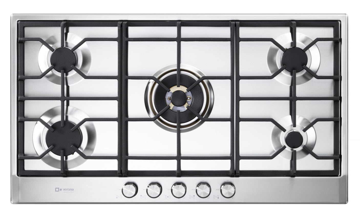 Verona 36" Designer Gas Cooktop-Brass Burners SS