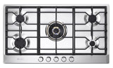 Verona 36" Designer Gas Cooktop-Brass Burners SS