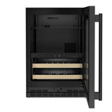24" Beverage Center with Glass Door and Wood-Front Racks