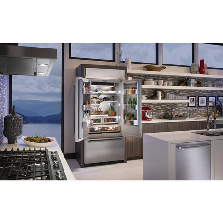 20.8 Cu. Ft. 36" Width Built In Stainless Steel French Door Refrigerator with Platinum Interior Design