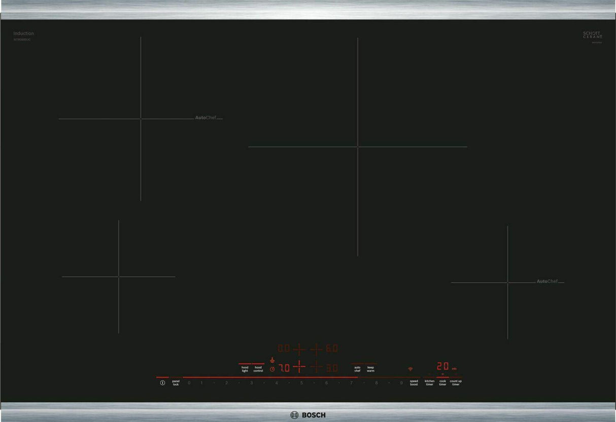 800 Series Induction Cooktop 30'' Black, surface mount without frame NIT8069SUC