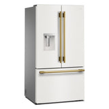 30 Cu. Ft. 36-Inch French Door Refrigerator with Exterior Water and Ice Dispenser and Wood-Look Sliding Tray in Porcelain White