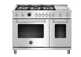 48 inch Dual Fuel Range, 6 brass burners and Griddle, Electric Self-Clean Oven Stainless Steel