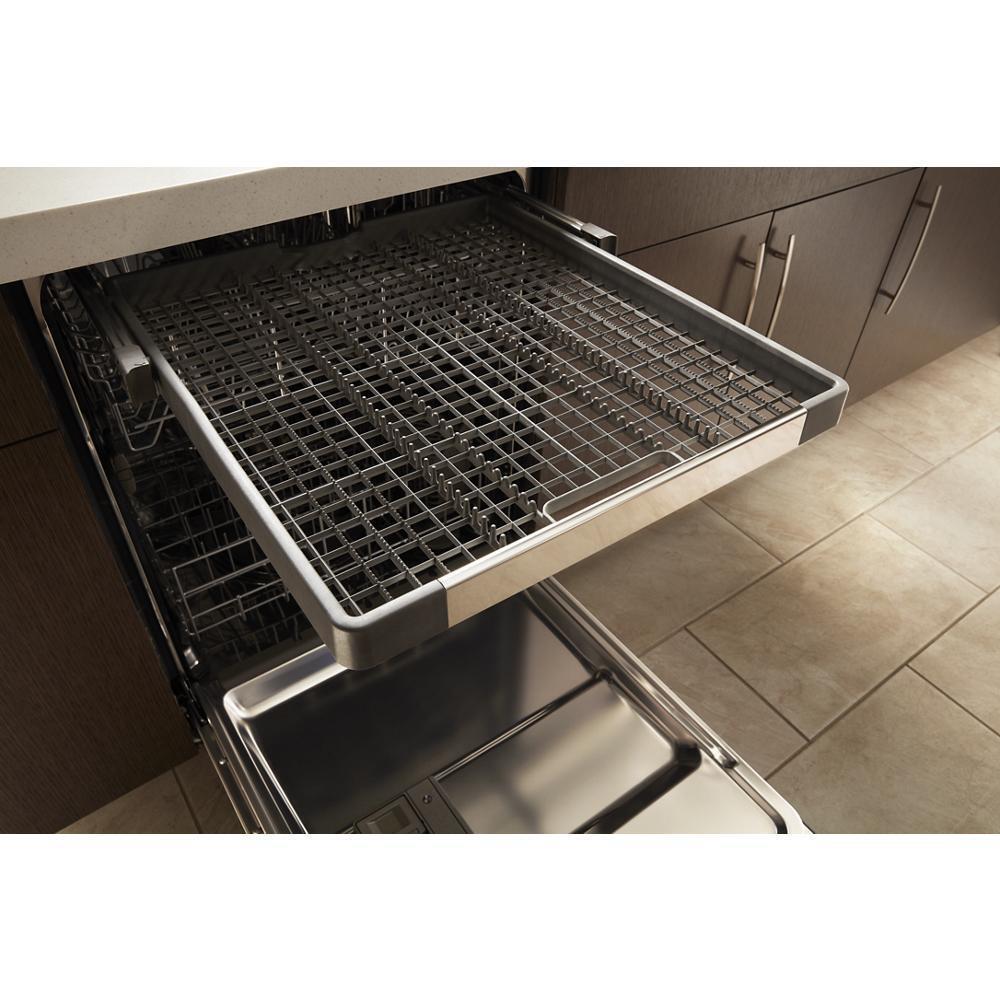 Stainless steel dishwasher with third level rack