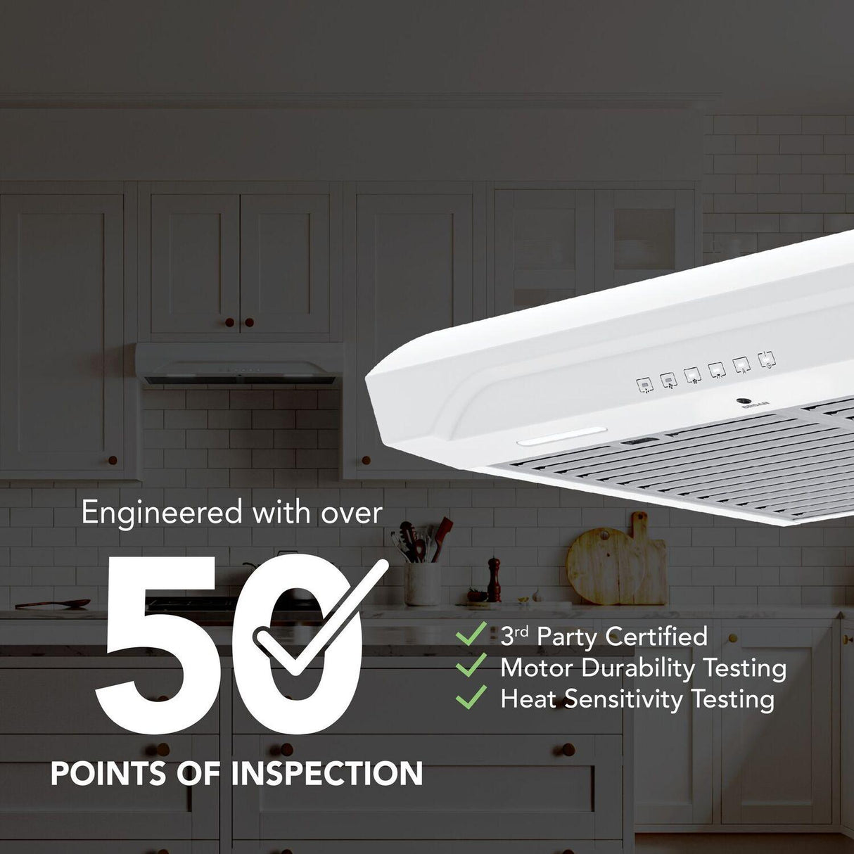 Alta 30-Inch 490 MAX Blower CFM 1.0 Sones White Range Hood