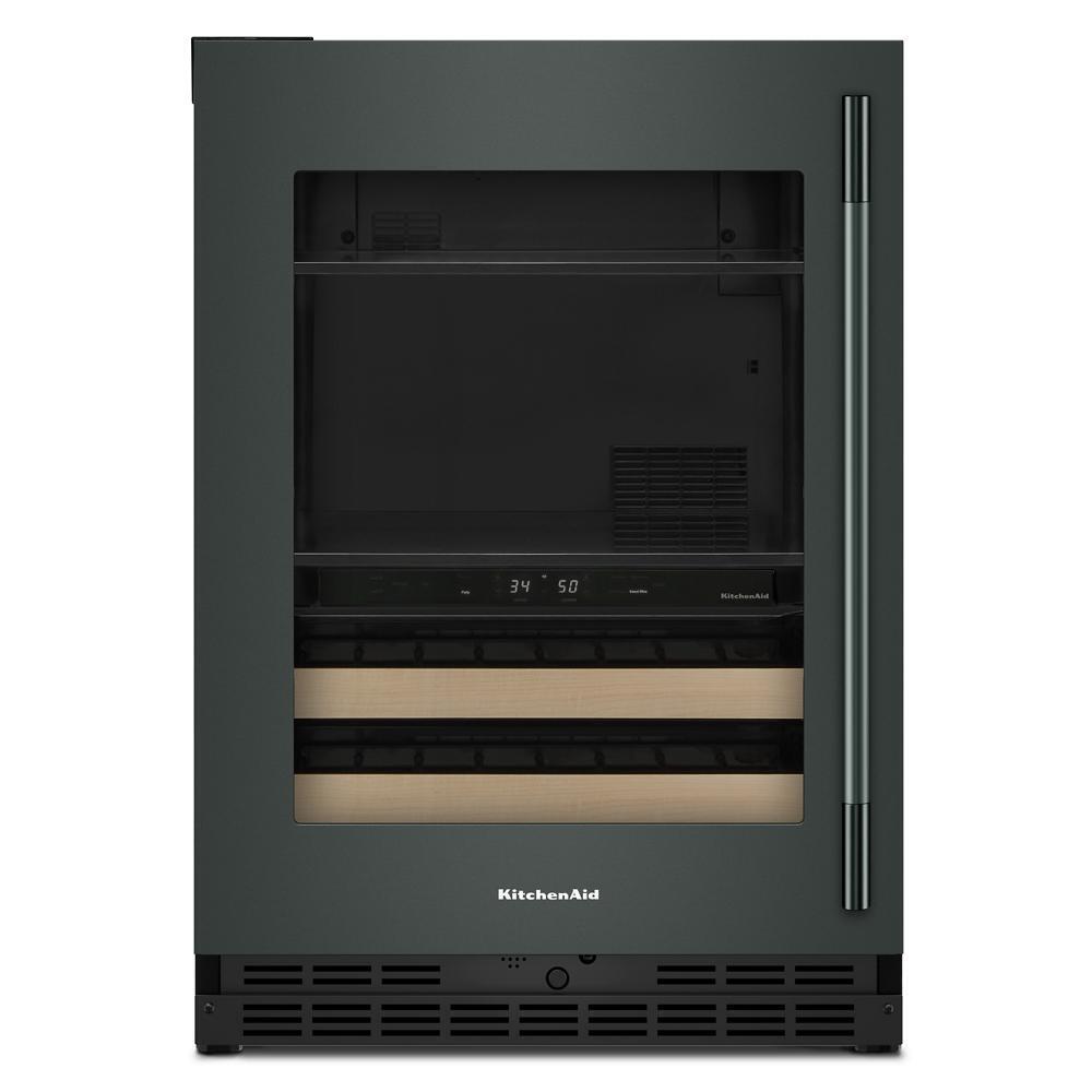 24" Beverage Center with Glass Door and Wood-Front Racks