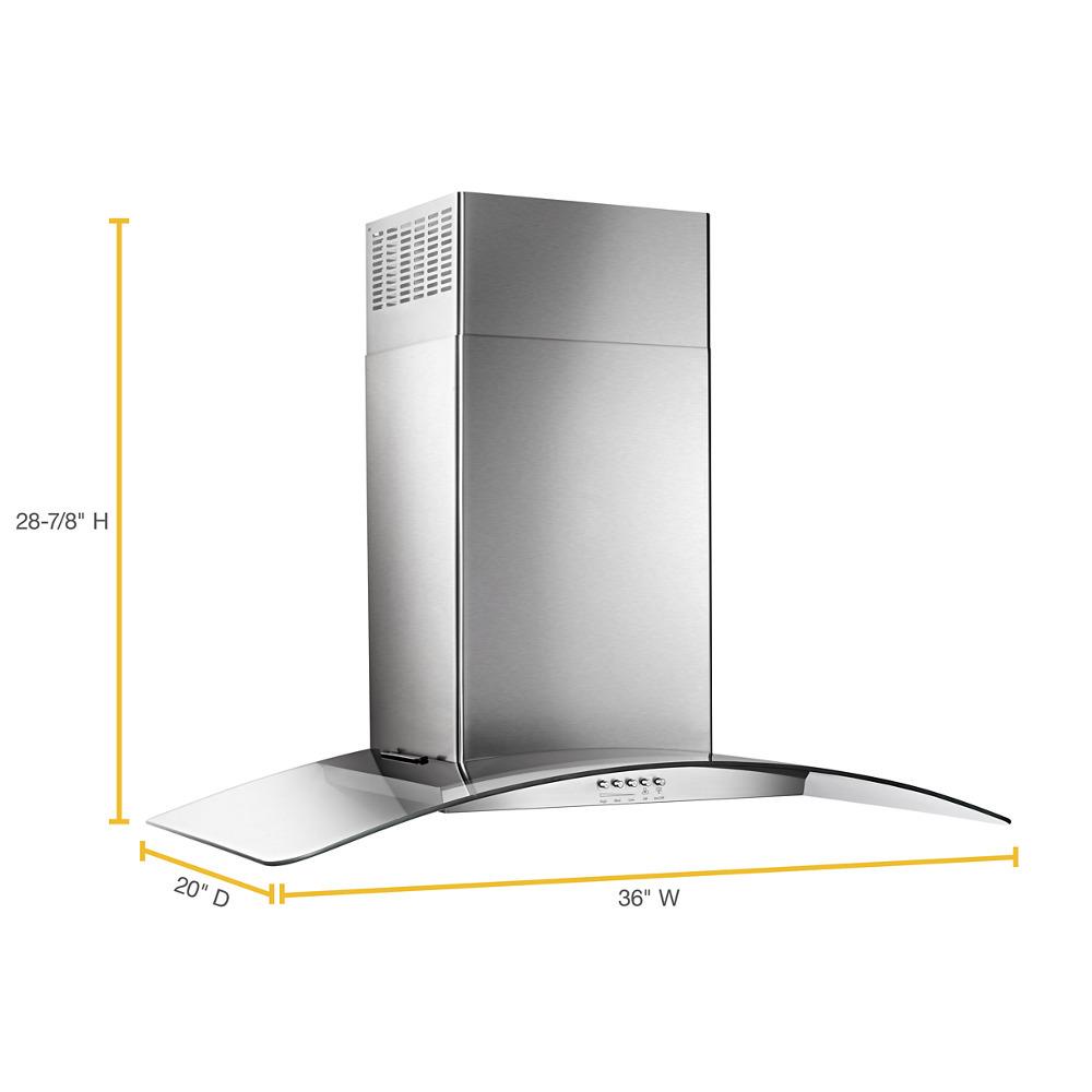 36" Concave Glass Wall Mount Range Hood