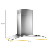 36" Concave Glass Wall Mount Range Hood