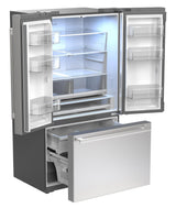 Sharp 26.5 cu.ft. Counter Depth 36 in. French 3-Door Refrigerator with Internal Water Dispenser in Stainless Steel