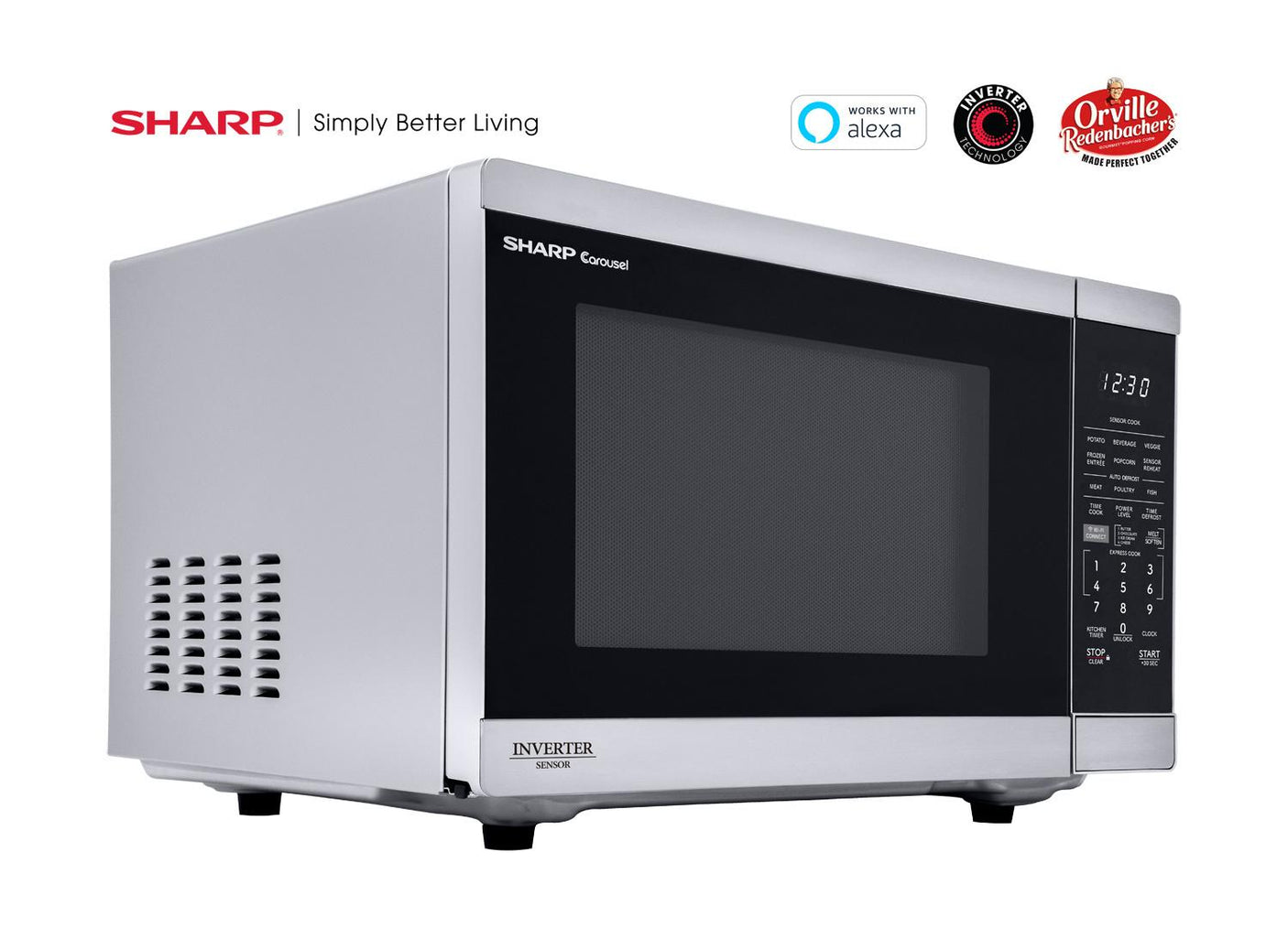 Sharp 1.4 cu. ft. 1100W Smart Stainless Steel Microwave Oven with Inverter Technology