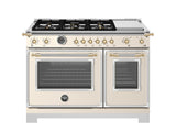 48" Heritage Series range - Electric self clean oven - 6 brass burners + griddle