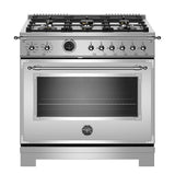 36 inch Dual Fuel Range, 6 Brass Burner, Electric Self-Clean Oven Stainless Steel
