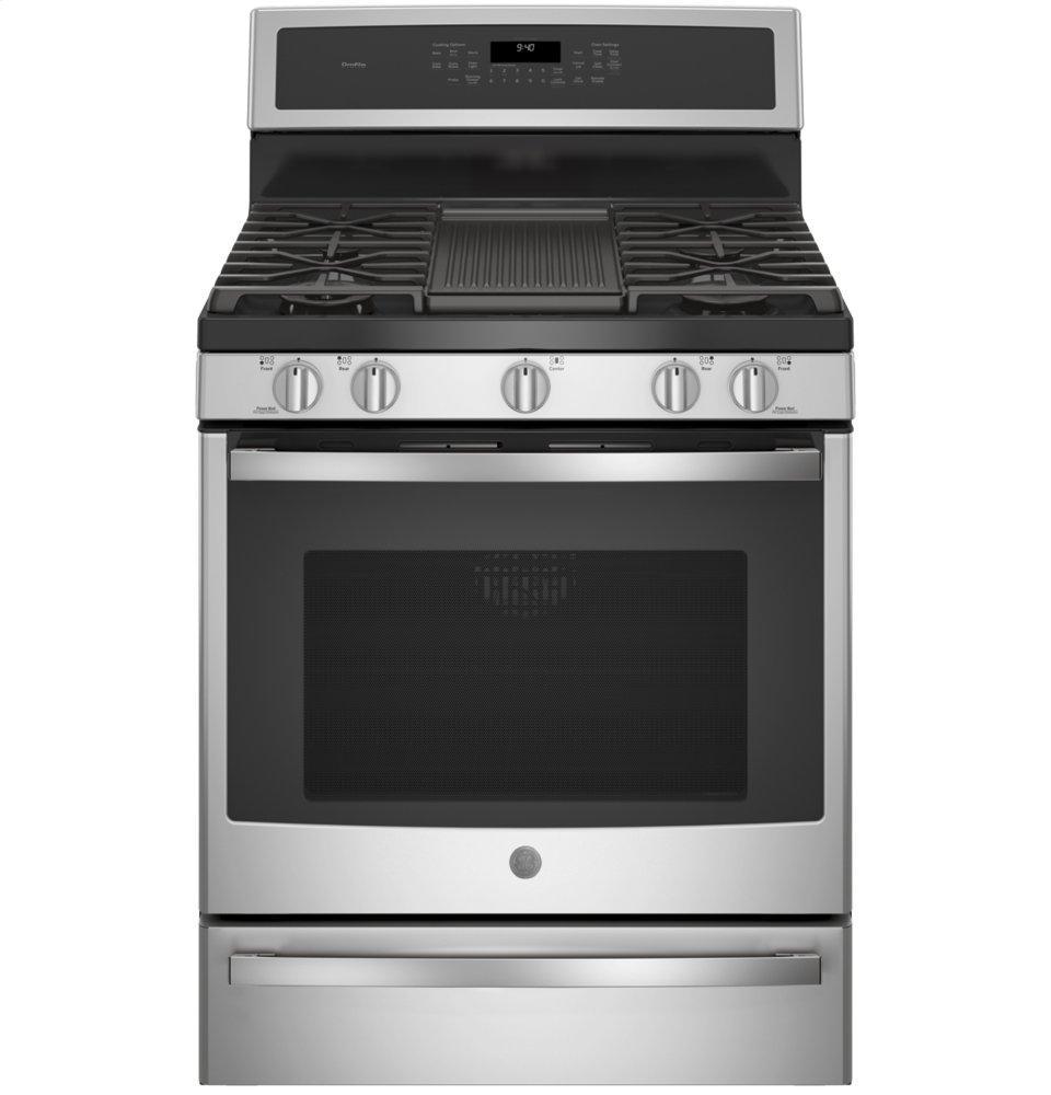 GE Profile™ 30" Smart Dual-Fuel Free-Standing Convection Range with Warming Drawer
