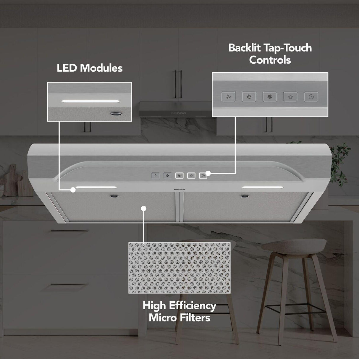 Alta 30-Inch 350 MAX Blower CFM 1.5 Sones Stainless Steel Range Hood