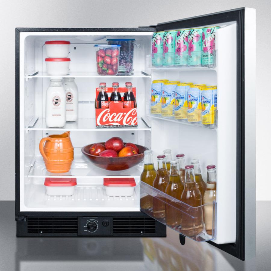 Frost-free All-refrigerator for Built-in or Freestanding Use, With Black Cabinet and Stainless Steel Door