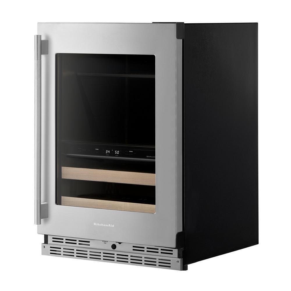 24" Beverage Center with Glass Door and Wood-Front Racks