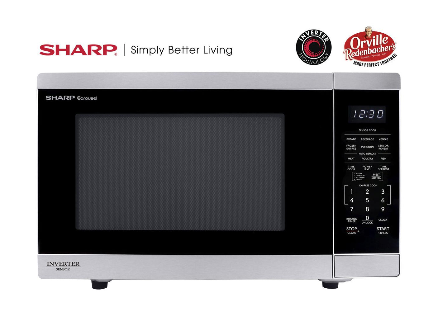 Sharp 1.4 cu. ft. 1100W Stainless Steel Countertop Microwave Oven with Inverter Technology