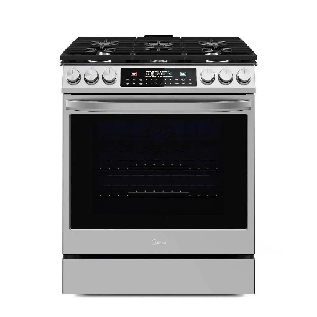 Midea 6.1 cu. ft. 5-Burner Smart Slide-In Gas Range with Air Fry Convection