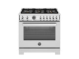 36 inch Dual Fuel Range, 6 Brass Burners and Cast Iron Griddle, Electric Self-Clean Oven Carbonio